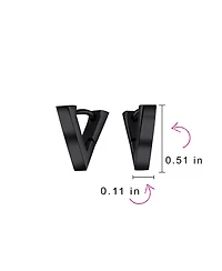 Bling Jewelry Set of 2 Geometric Triangle V-Shaped Black Hoop Huggie Earrings Stainless Steel