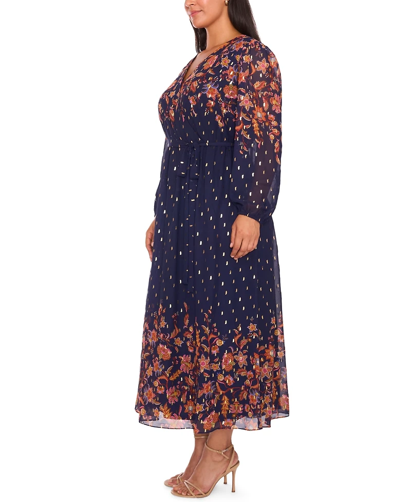 Msk Plus Placement Print V-Neck Maxi Dress