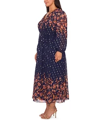 Msk Plus Placement Print V-Neck Maxi Dress