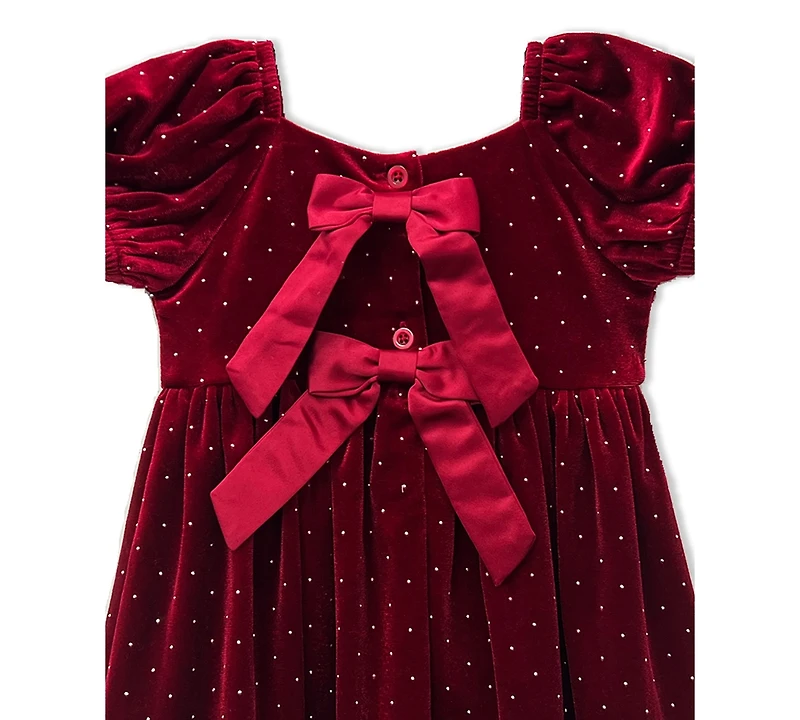 Blueberi Boulevard Baby Girls Stretch Velvet Dress