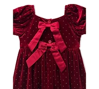 Blueberi Boulevard Baby Girls Stretch Velvet Dress