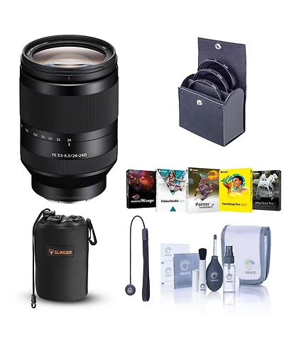Sony Fe 24-240mm f/3.5-6.3 Oss Lens for Sony E, Bundle with ProOptic 72mm Uv Filter, Lens Pouch, Cleaning Kit, Cap Tether, Pc Software Kit