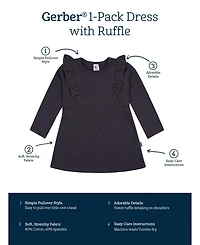 Gerber Toddler Girls Long Sleeve Ruffle Dress