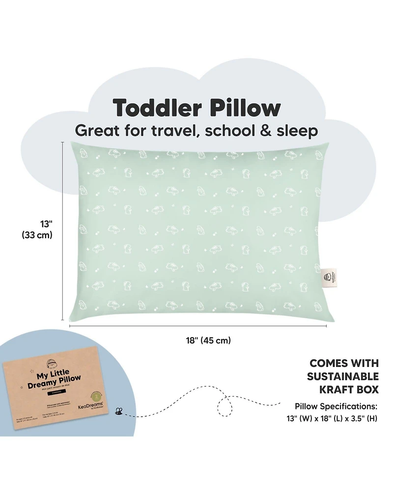 KeaBabies Toddler 2pk Pillow, Soft Organic Cotton Pillows for Sleeping, 13X18 Pillow