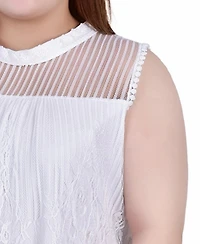 Ny Collection Plus Sleeveless Mock Neck Lace Top