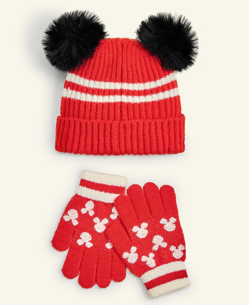 Disney | Macy's Kids Mickey Mouse & Minnie Mouse Beanie Hat & Gloves Set, Macy's Exclusive