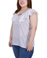 Ny Collection Plus Sleeveless Lace Yoke Blouse