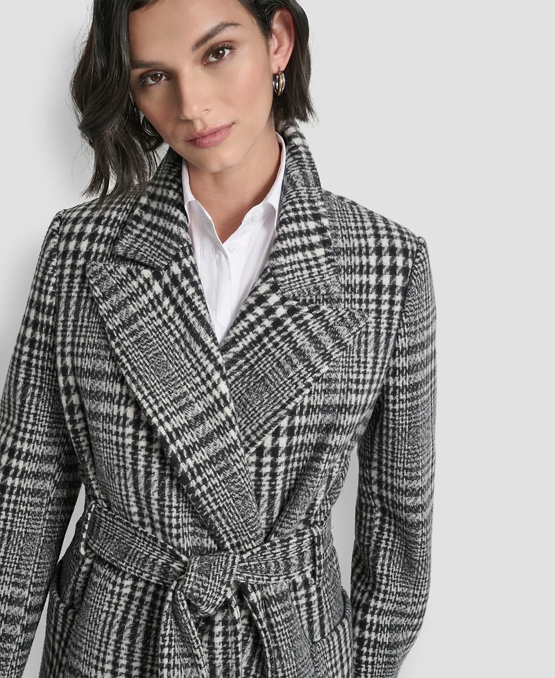Dkny Women's Notch Collar Belted Wrap Coat