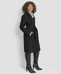 Dkny Petite Belted Notch Collar Coat