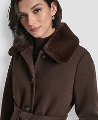 Dkny Women's Single-Breasted Pillow Collar Coat