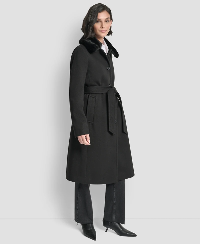 Dkny Women's Single-Breasted Pillow Collar Coat