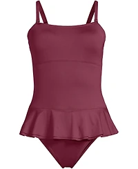 Lands' End Women's Sculpting Suit Ruffle Bandeau One Piece Swimsuit