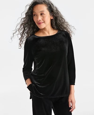 Style & Co Women's Velvet Boat-Neck Top, Macy's Exclusive