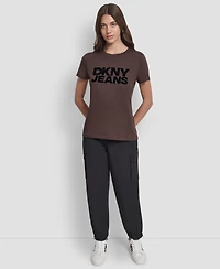 Dkny Jeans Women's Flocked Logo Crewneck T-Shirt