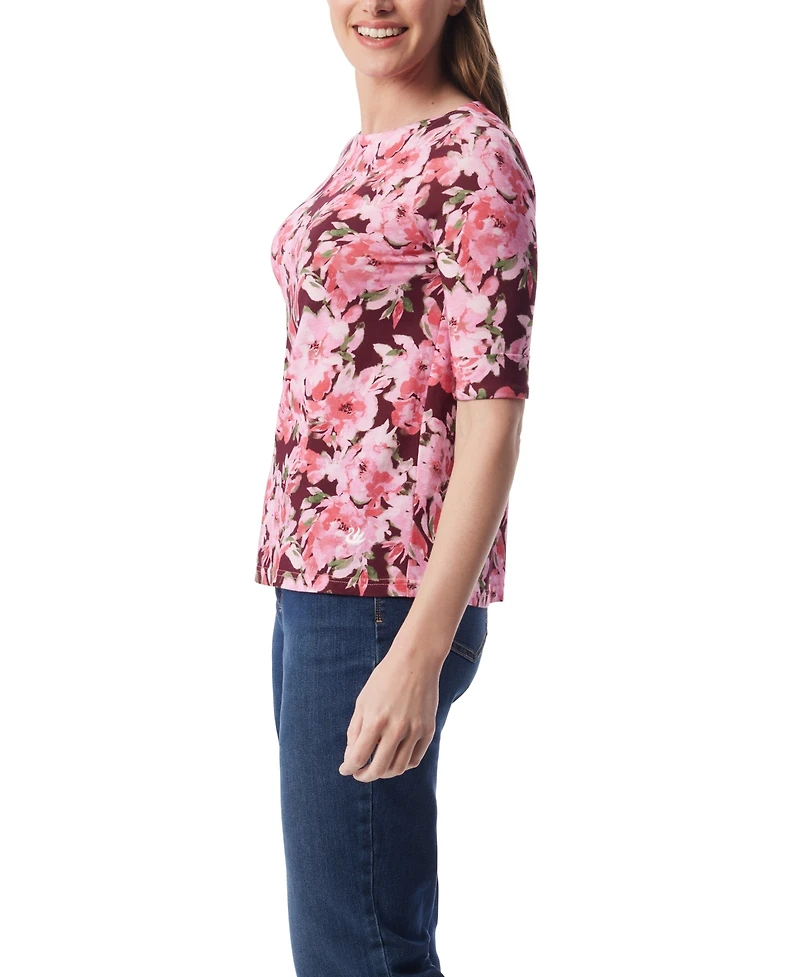 Gloria Vanderbilt Women's Alanis Printed Cuffed-Sleeve T-Shirt