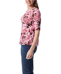 Gloria Vanderbilt Women's Alanis Printed Cuffed-Sleeve T-Shirt