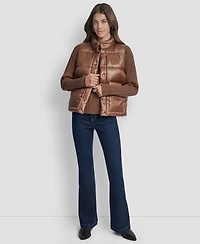 Dkny Jeans Women's Quilted Mock Neck Puffer Vest Jacket