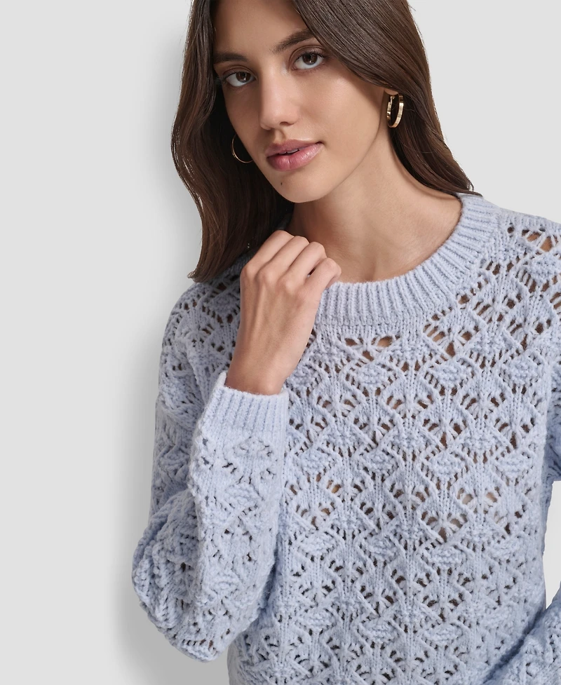 Dkny Jeans Women's Pointelle Long Sleeve Sweater
