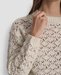 Dkny Jeans Women's Pointelle Long Sleeve Sweater
