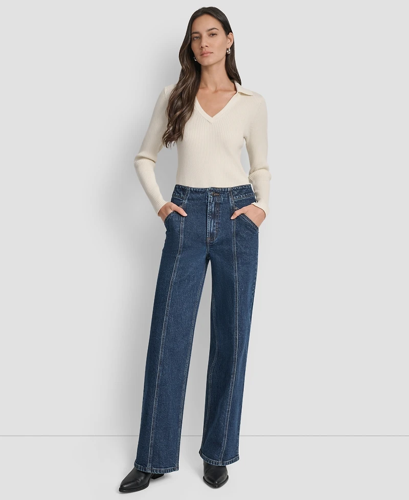 Dkny Jeans Women's High Rise Wide Leg Cargo