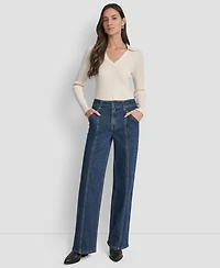 Dkny Jeans Women's High Rise Wide Leg Cargo
