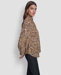 Dkny Jeans Women's Smocked Collar Shirt