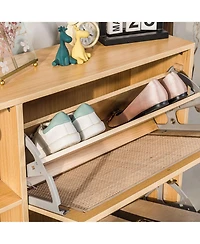 Nordlys - 2-Drawer Wood and Rattan Shoe Cabinet Exotic Boho Entry