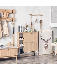Nordlys - 2-Drawer Shoe Cabinet in Solid Wood and Metal Exotic Boho Entry
