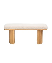 Nordlys - Solid Wood and White Boucle Bench Exotic Boho Entry