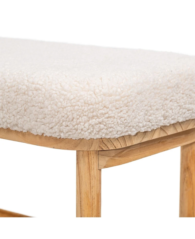 Nordlys - Solid Wood and White Boucle Storage Bench Exotic Boho Upholstery Entry