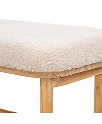 Nordlys - Solid Wood and White Boucle Storage Bench Exotic Boho Upholstery Entry