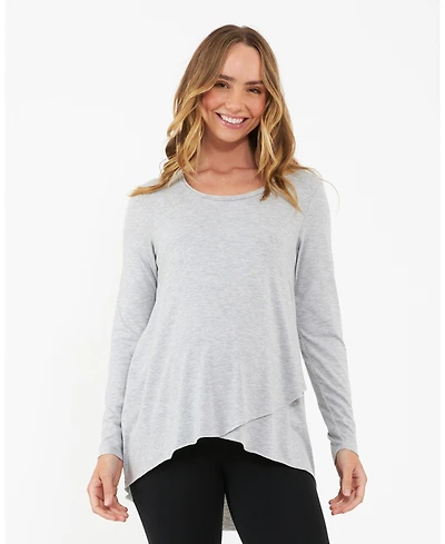 Ripe Maternity Comfortable Raw Edge Nursing Top Silver Marle
