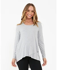 Ripe Maternity Comfortable Raw Edge Nursing Top Silver Marle