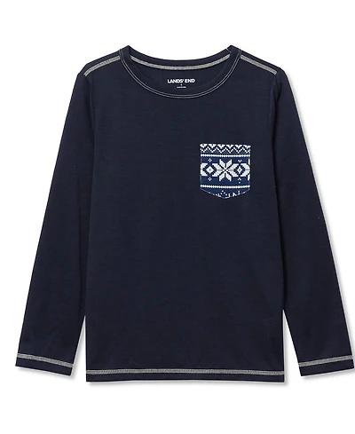 Lands' End Kids Soft Jersey Pocket Sleep Top