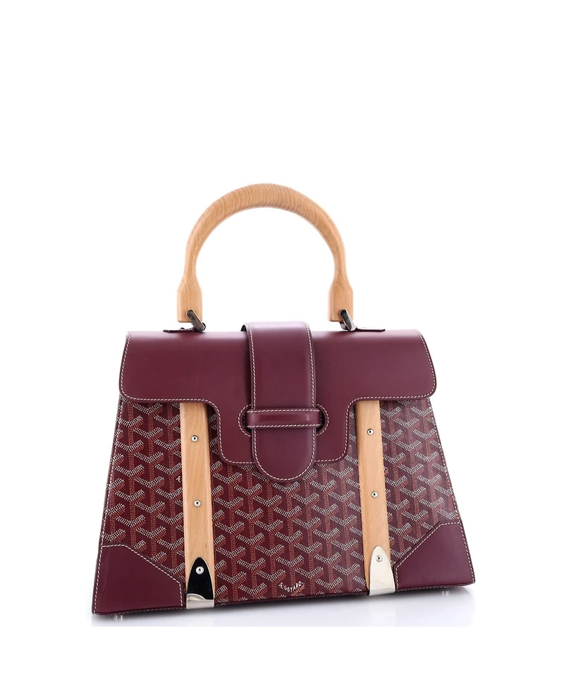 Pre-Owned Goyard Mm Saigon Top Handle Bag Coated Canvas with Leather