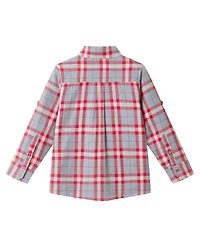 Andy & Evan Toddler Boys Toddler/Child Grey/Red Plaid Flannel Buttondown