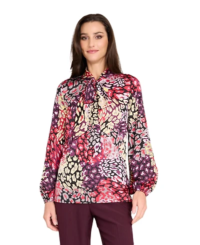 Tahari Asl Women's Long Sleeve Bow Tie-Neck Blouse