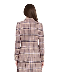 Tahari Asl Women's Plaid Double Breasted Blazer, Regular And Petite
