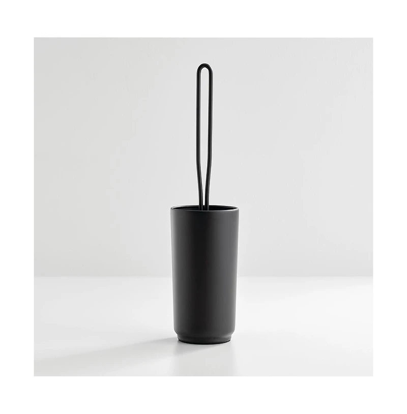 iDesign Stainless Steel Toilet Brush and Holder for Bathroom - Matte Black