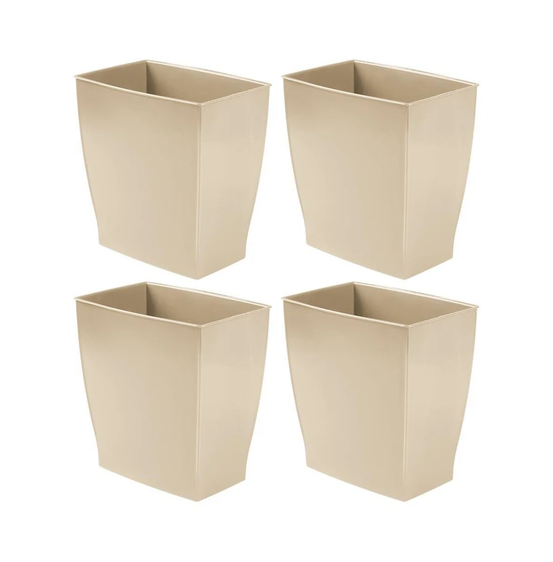iDesign Small Rectangular Bathroom Trash Cans, Set of 4, Brown, Made in Usa