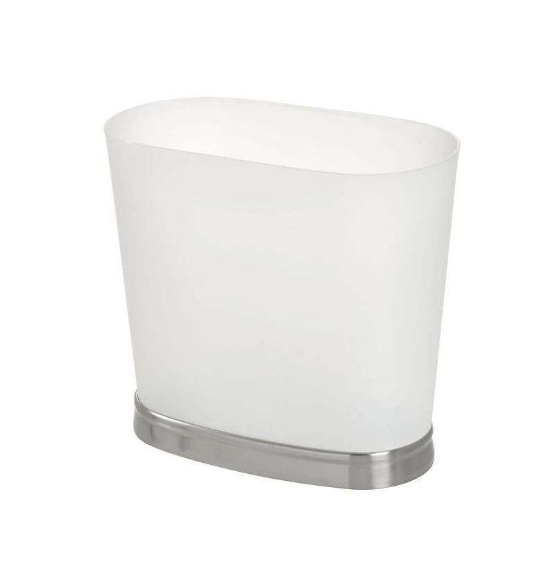 iDesign Oval Bathroom Trash Can, Set of 2, Frost/Brushed Nickel, Made in Usa