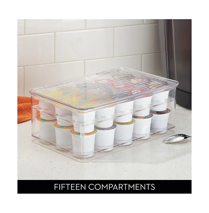 iDesign Stackable Coffee Pod Holder for K-Cup Pods - 29 K-Cup Capacity - Set of 2 - Clear