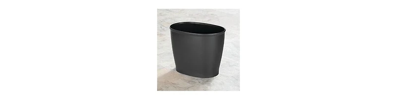 iDesign Small Oval Plastic Bathroom Trash Can - Black - Made in Usa