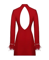 Miss Circle Women Quilla Feather Crystal Sleeve Backless Blazer Dress