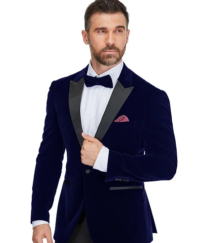 Braveman Men's 2-Piece Velvet Birdseye Lapel Slim-Fit Tuxedo