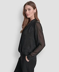 Dkny Women's Embellished Surplice Neck Top