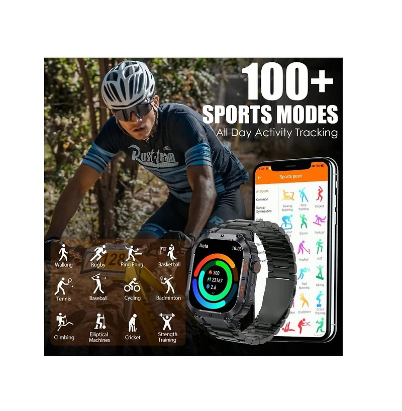 Ruxing Smart Vasip Smart Watches(Answer/Dial Calls) For Men With 1.96" Hd Screen Remote Camera Control Music Playback Control Outdoor Sports Fitn