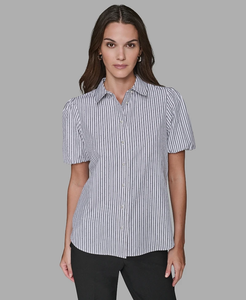 Karl Lagerfeld Paris Women's Short Sleeve Woven Top