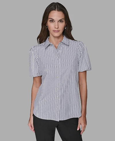 Karl Lagerfeld Paris Women's Short Sleeve Woven Top