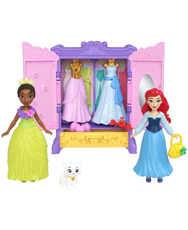 Disney Princess Royal Wardrobe Set with Ariel and Tiana Dolls